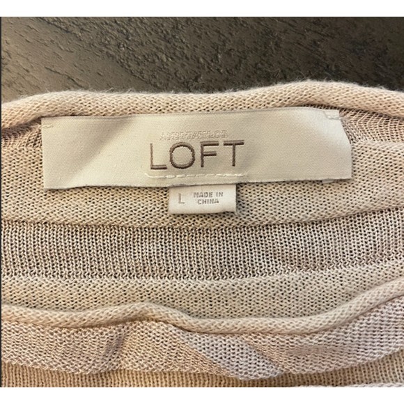 Loft 3/4 Sleeve Semi Sheer Striped Top - Sz L - Picture 9 of 11